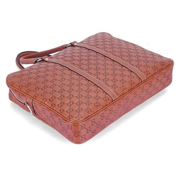 1:1 Gucci 201480 Men's Briefcase Bag-Brown Guccissima Leather